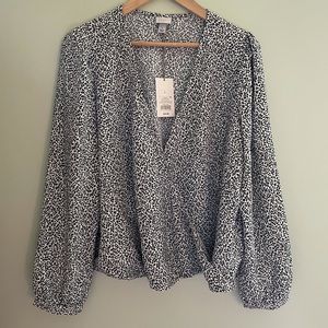 A new Day Wrap front blouse